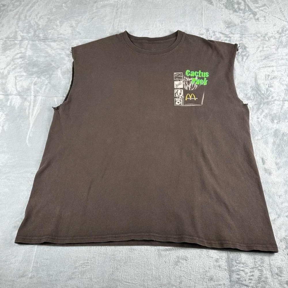 Travis‎ Scott x McDonalds Cactus Jack Sleeveless Tshirt Mens Large Brown Boho